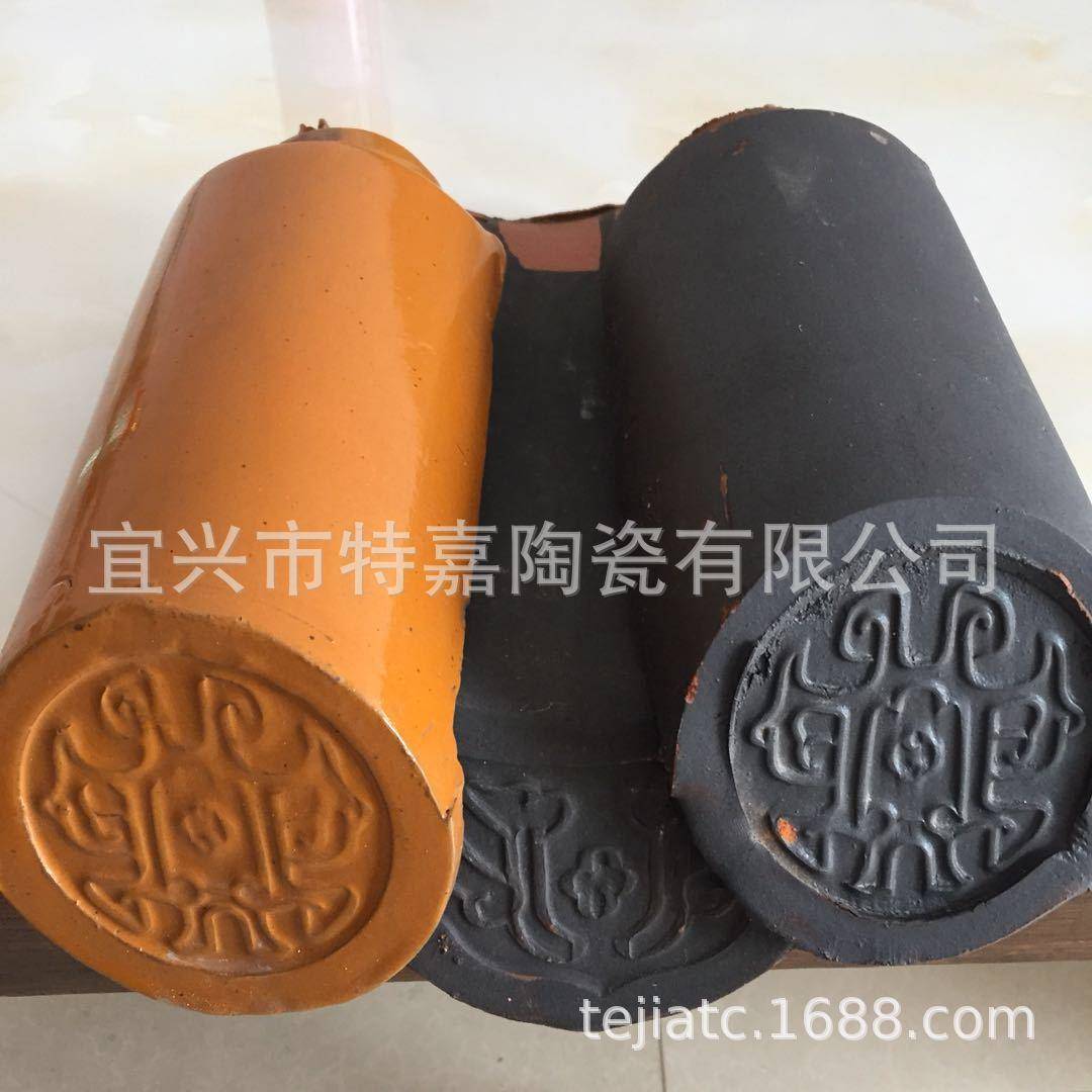 厂家直销宜兴琉璃瓦2号筒瓦仿古建筑瓦古典园林瓦祠堂瓦陶土筒瓦