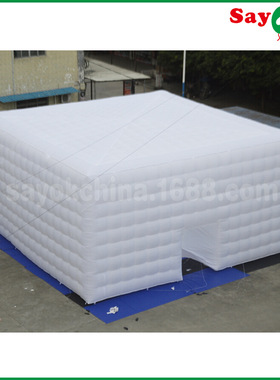 定制大型充气活动方形帐篷 户外活动派对白色LED灯光cube tent