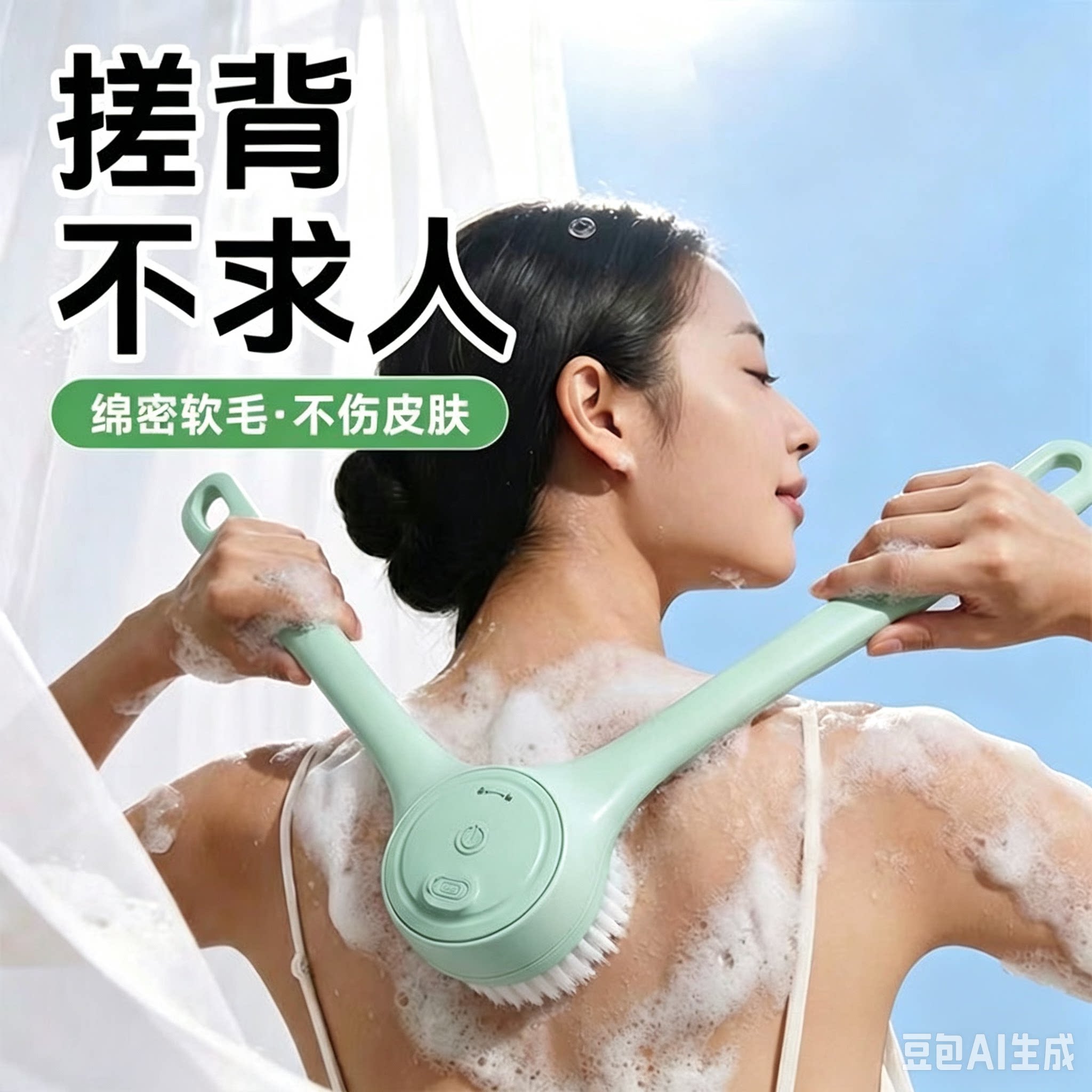 电动双柄洗澡刷长柄搓澡可拆卸洗脸搓背按摩全自动灰洗浴CL