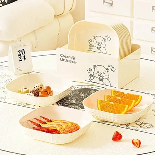日式小熊吐骨碟家用盘碟残渣骨头碟食品水果盘小菜碟可微波炉YL