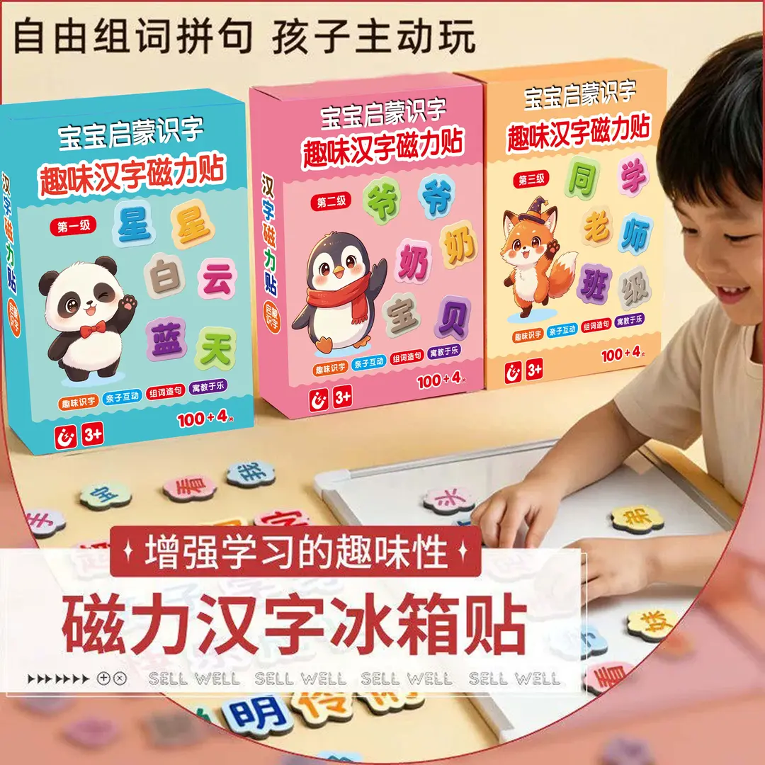 识字磁力贴儿童早教汉字拼字玩具冰箱磁吸卡片幼小衔接启蒙教具RW