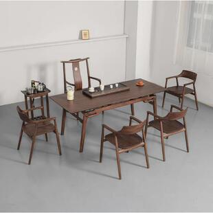 实木茶桌椅组合乌金木大板桌家用客厅会所茶室高端泡茶台