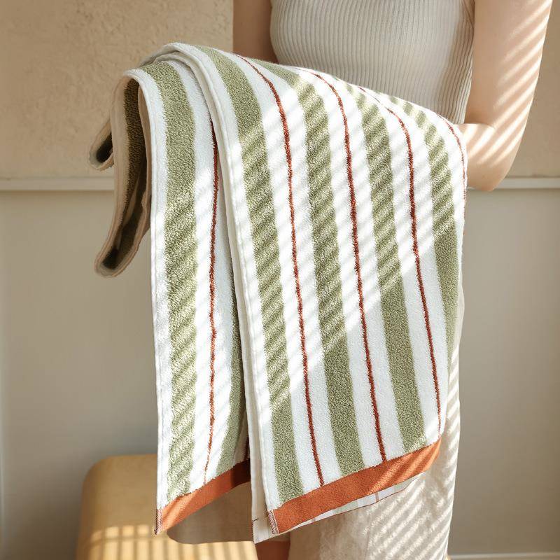 A类长绒棉纯棉毛巾洗脸面巾超柔吸水大号全棉洗澡浴巾条纹家用