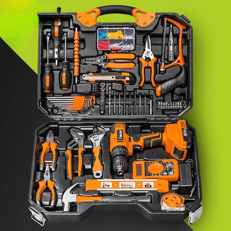 家用工具箱套装电钻多功能电工木工五金电动维修工具套装组合