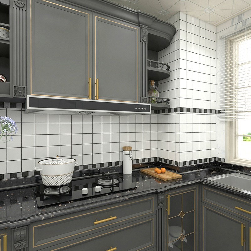 小白砖日式陶瓷化妆室马赛克磁砖A浴室厕所防滑九宫格黑白厨房壁