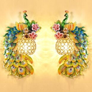 欧式孔雀壁灯客厅卧室床头灯过道走廊楼梯间创意背景墙灯具装饰品