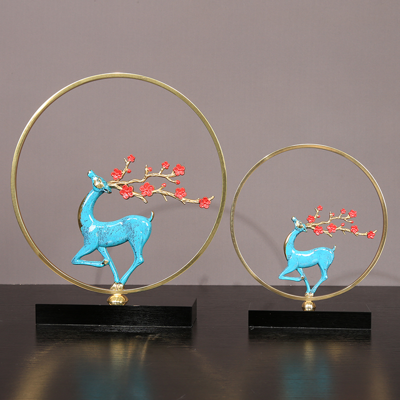 创意新中式轻奢纯铜招财梅花鹿y摆件客厅玄关电视柜家居福鹿装饰