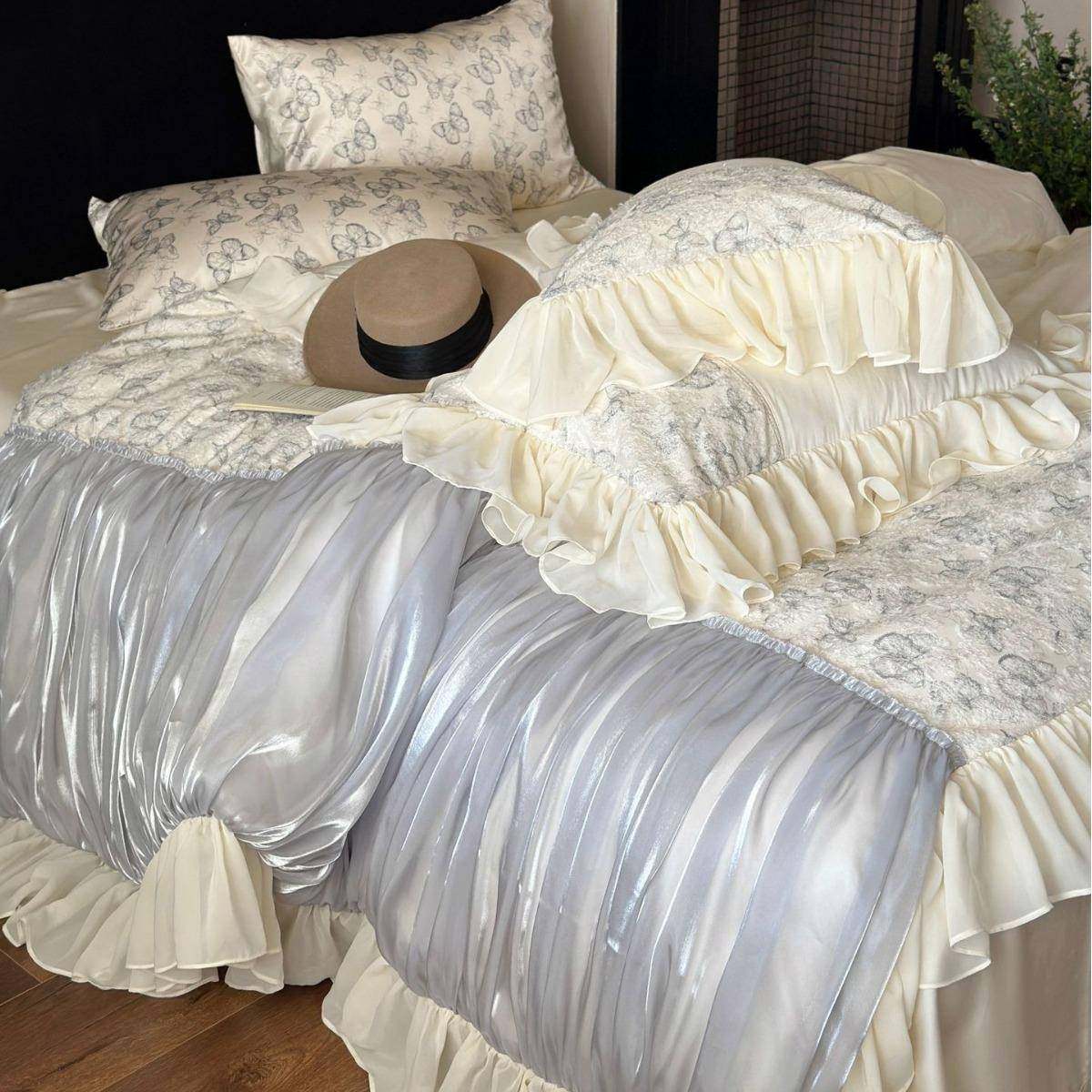 公主风贡缎纯棉蝴蝶印花轻奢卧室床品床笠裸睡四件套,3C数码配件,其它配件,淘宝优惠券,粉丝福利购,淘宝优惠卷