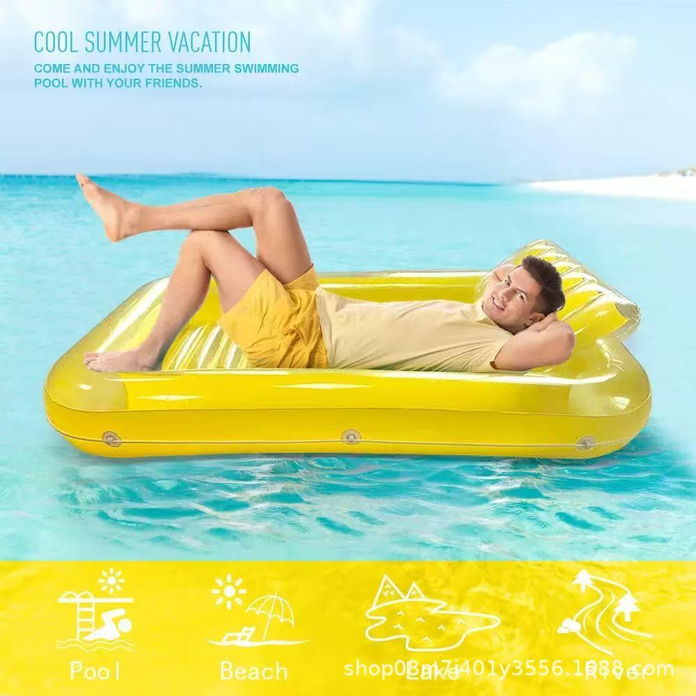 厂家直供充气浮排PVC水床充气阳光浴床可折叠充气水上浮床现货