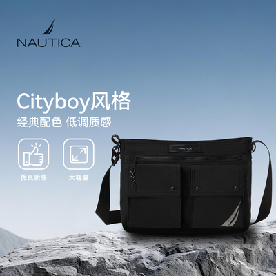 NAUTICA/诺帝卡Cityboy风格大容量休闲通勤多口袋男女通用斜挎包