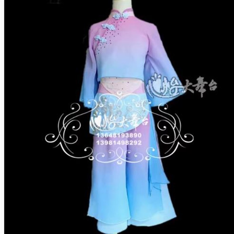 新款儿童古典舞演出服画茶闲情叙舞蹈服女童民间中国风秧歌表演服