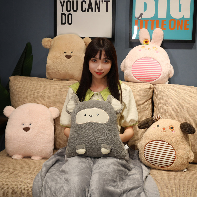 汽车抱枕被子两用二合一毛毯办公室车用午睡枕头空调被可收纳夏季