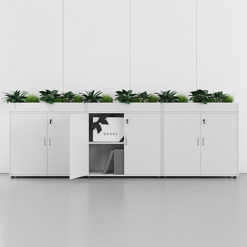 办公室办公室花槽柜白色背景隔断矮柜文件柜收纳柜创意花柜资料柜