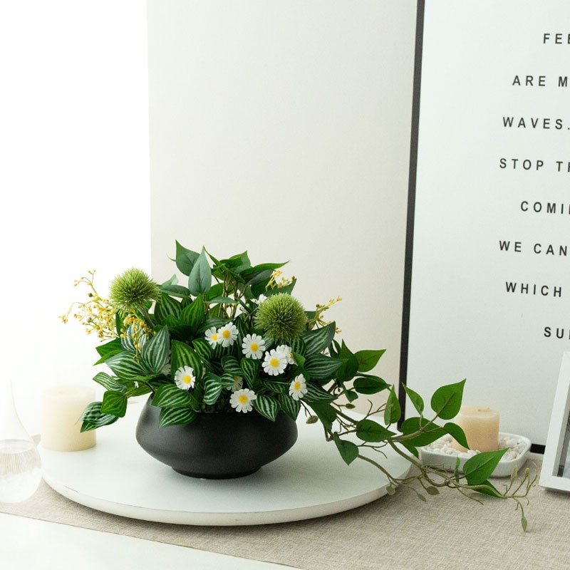新中式仿a真绿植轻奢高端假花客厅餐桌玄关茶几电视柜装饰摆件盆