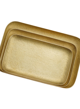 触造 圆角f长方黄铜盘 纯手工锻造蜡烛托盘甜点首饰收纳置物