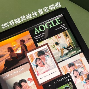 DIY定制d照片打印手账复古胶片情侣闺蜜礼物创意挂墙黑色海报相框