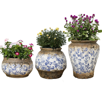 青花瓷创意花盆陶瓷大口径庭院阳台布置装饰多U肉粗陶紫砂大号