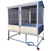 室外镀锌管水冲式 加厚防咬大型犬笼 漏斗烤漆狗笼子鸡鸭笼屋顶盖款