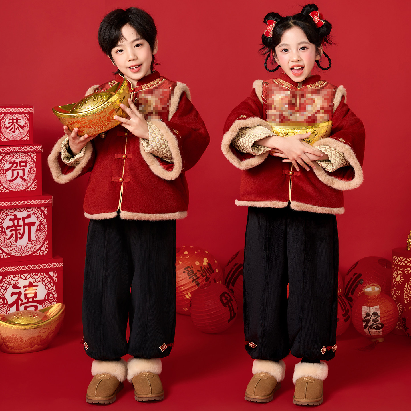 拜年服儿童演出服新款中式唐装