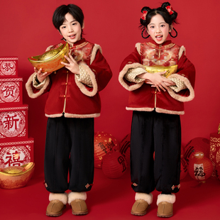 拜年服儿童演出服新款国风宝宝周岁礼服男女童中式春节喜庆服唐装