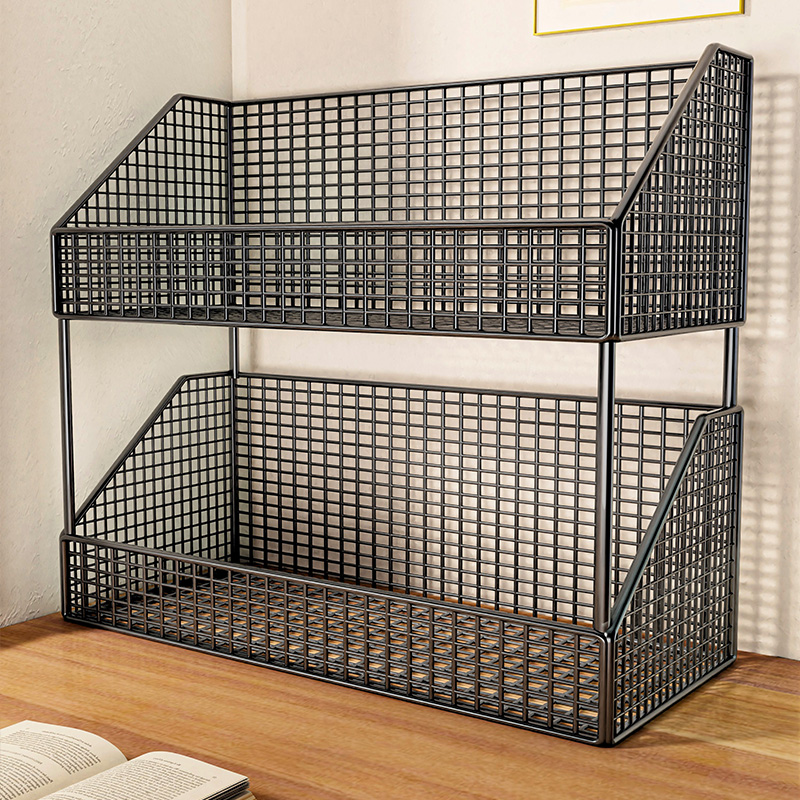 书架桌面简易书桌收纳置物架整理架D卧室办公桌上小型多层客厅书
