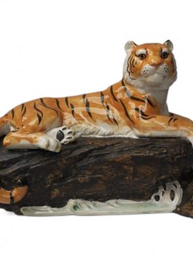 特惠石湾陶瓷公仔纯手工家居装饰摆件客厅桌面餐柜送礼生肖老虎