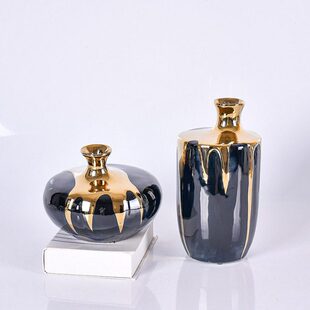 轻奢陶瓷花摆件创意客厅干花插花花艺现玄关电视柜餐桌装饰品