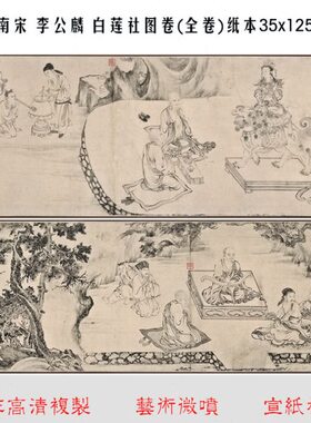 高清宣纸艺术微喷画 南宋 李公麟 白莲社图卷(全卷)纸本35x1250
