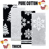 四条装 加厚欧美大毛巾色织提花柔软无捻纱全棉圣诞节雪花擦脸巾