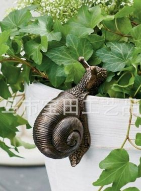 独立站 花园园艺蜗牛挂花盆杯装饰动物树脂工艺品家居装饰摆件