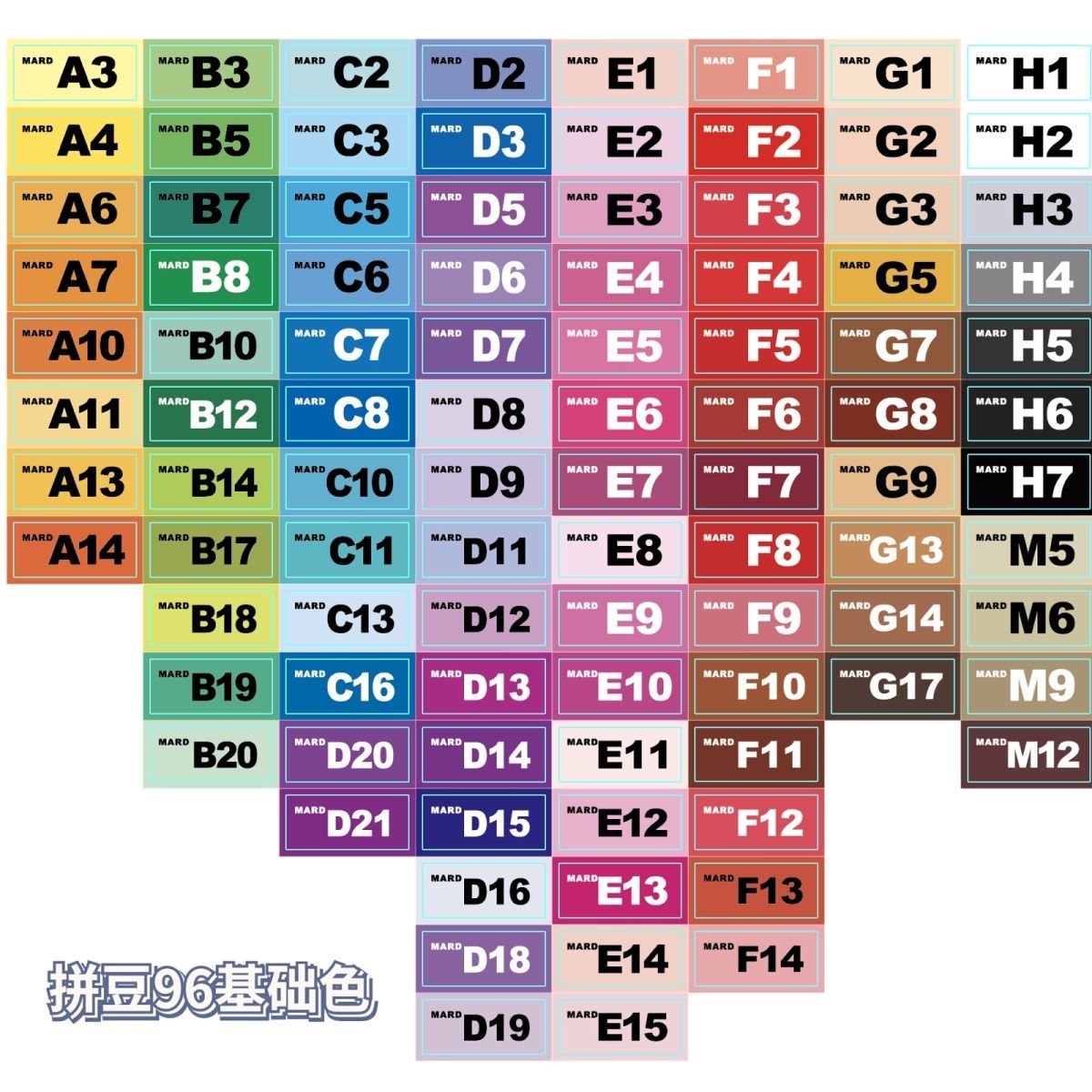 拼豆色号贴mard同色号特殊号pqrz 黑色白色透色H1H2H7色可号贴纸