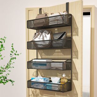 296门后挂钩置物架门上挂衣架免打孔挂门后挂篮超薄衣柜侧包包收