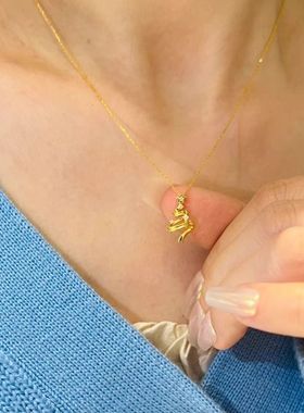 温柔风圣诞树项链甜美小众设计感网红爆款颈链时尚轻奢金色锁骨链