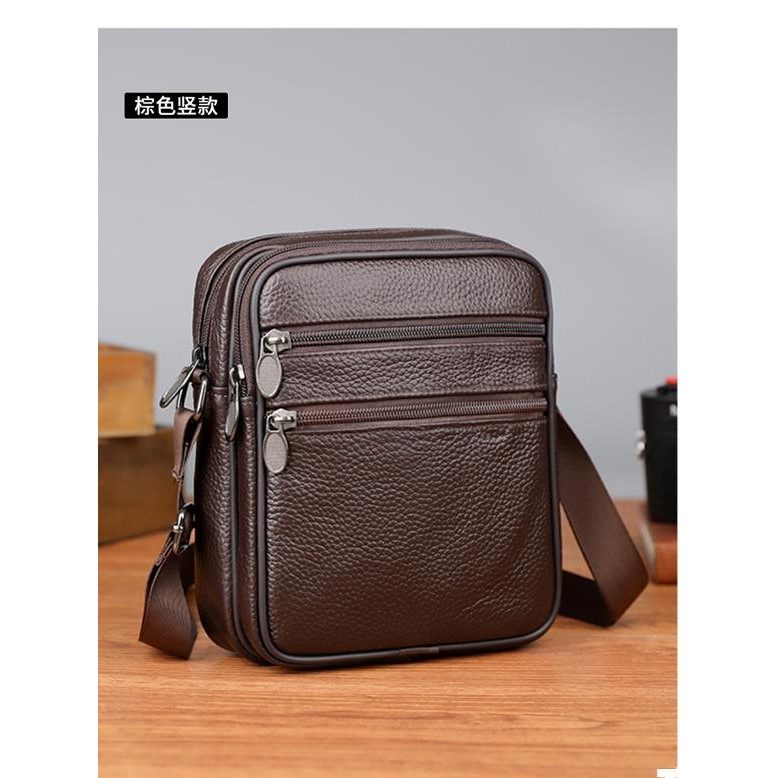 头层牛皮男士斜跨小包软皮单肩包户外休闲皮包高档真皮中老年人包