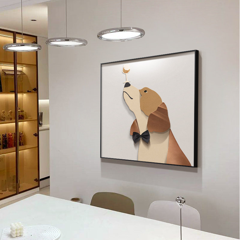 现代简约餐厅装饰画餐桌卡通墙面布置2025新款饭厅背景轻奢挂画