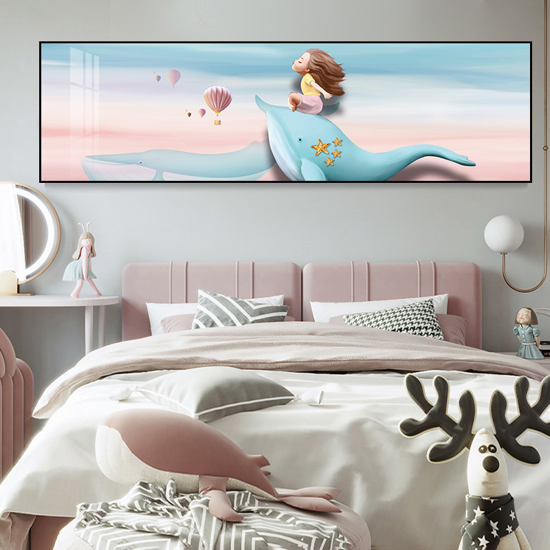 儿童房卧室装饰画现代简约主卧房间背景墙挂画酒店样板间床头画