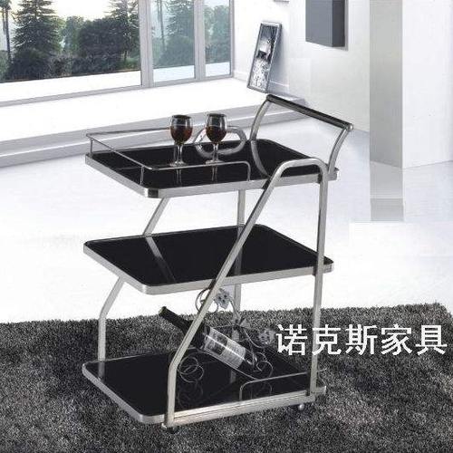 创意时尚不锈钢玻璃三层餐车 餐厅酒店专用酒水茶水车 滑轮手推车