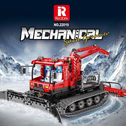 Reobrix22019动力工程雪地平整车遥控积木模型益智拼插装玩具