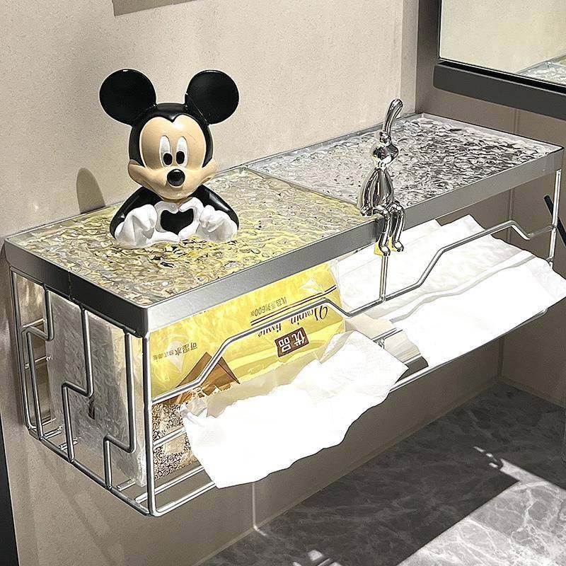 加长不锈钢卫生间纸巾架高颜值厕纸架家用多功能置物架免打孔