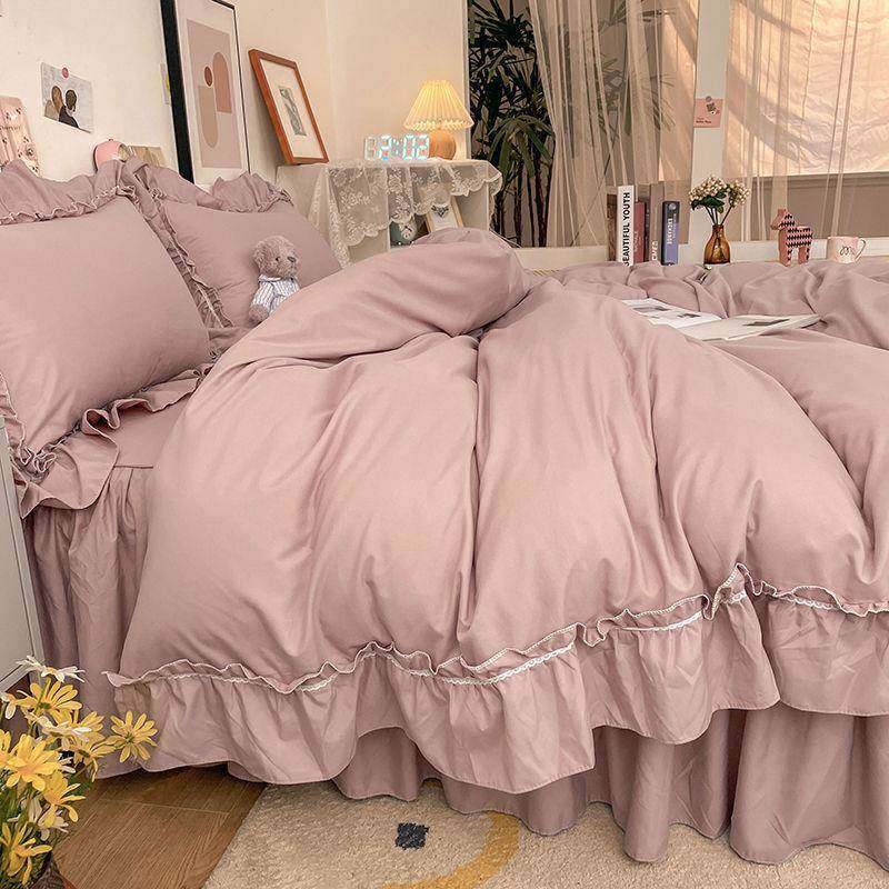 少女粉水洗棉床裙四件套网红公主风床单被套简约学生宿舍三件套,特色手工艺,其他特色工艺品,淘宝优惠券,粉丝福利购,淘宝优惠卷