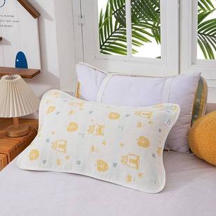 枕巾2025新款纯棉六层纱布中号40X60cm枕头巾单人防滑不起球可爱