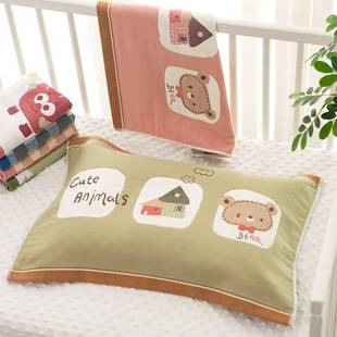 儿童枕巾纯棉纱布卡通幼儿园40X60cm小号卡通吸汗枕巾枕头盖巾