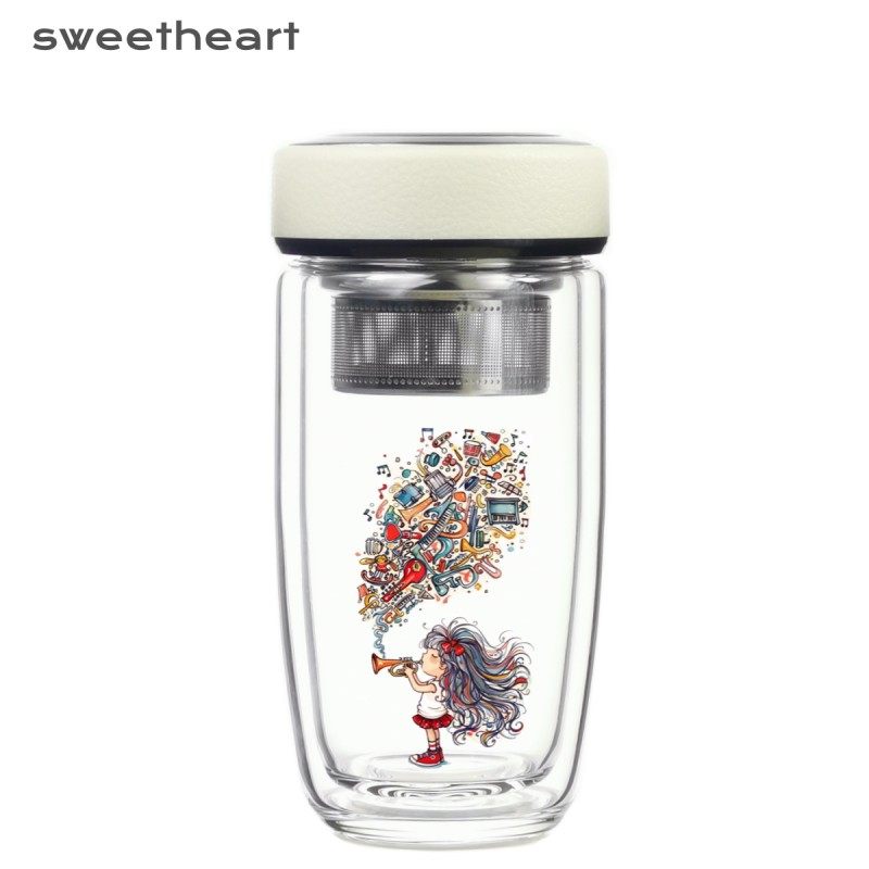 2025年新款水杯音乐梦想家玻璃杯双层高颜值泡茶带茶隔可爱杯子女,餐饮具,玻璃杯,淘宝优惠券,粉丝福利购,淘宝优惠卷