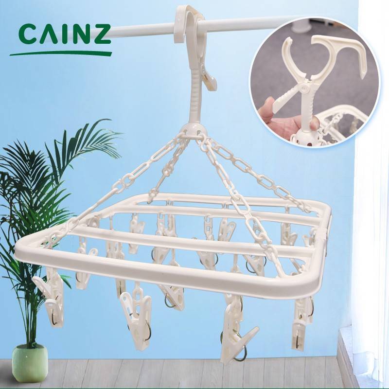 日本无痕衣架夹子防掉官方旗舰店CAINZ收纳晾袜子可折叠内多晒家