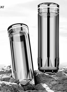 TEAMCAT高档双层高硼硅玻璃杯男士商务办公室水杯送礼车载泡茶杯