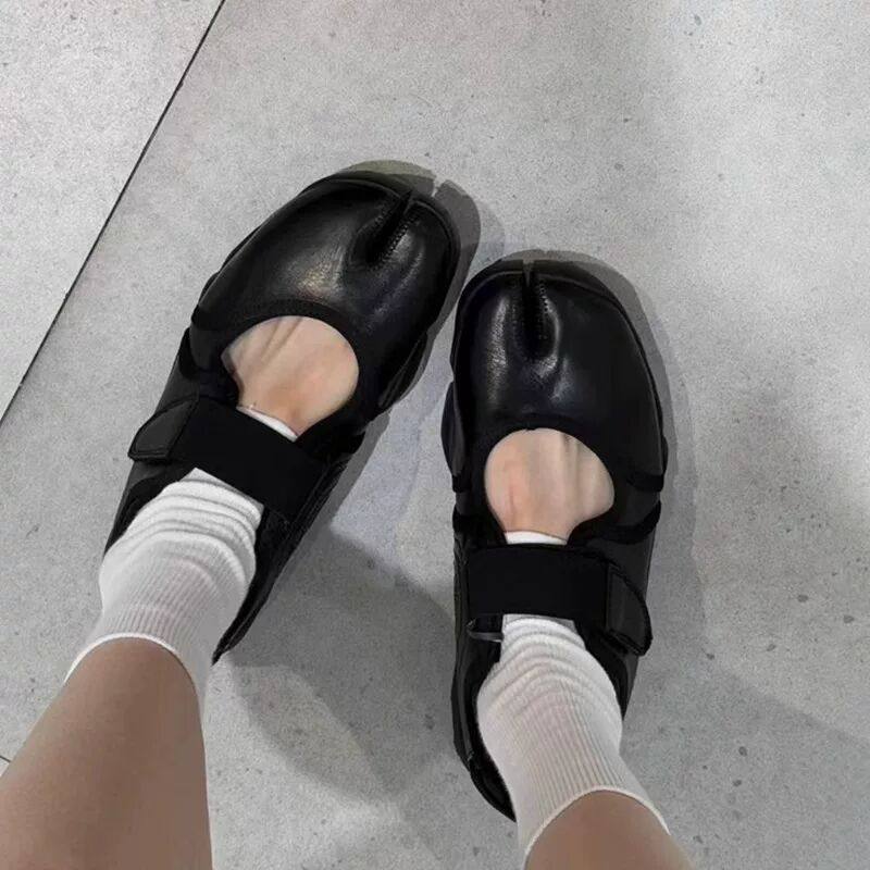 厚底休闲玛丽珍浅口单鞋女2025新款英伦风真皮魔术贴分趾猪蹄鞋,女鞋,浅口单鞋,淘宝优惠券,粉丝福利购,淘宝优惠卷
