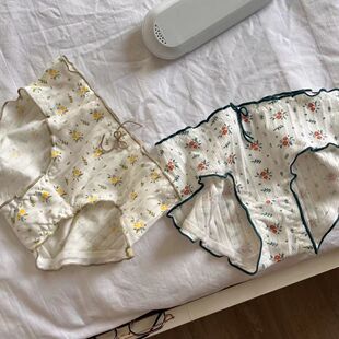 纯棉内裤女清新小碎花甜美木耳边全棉裆抗菌底少女裤衩子情窦初开