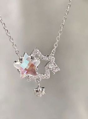 「闪耀双子星」幻彩星星项链轻奢小众高级感锁骨链简约闺蜜ins新