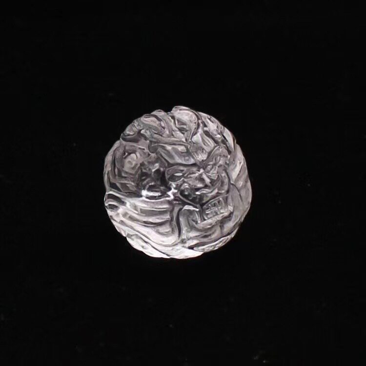 天然白水晶雕刻龙18-20mm横孔 白水晶龙珠DIY配珠