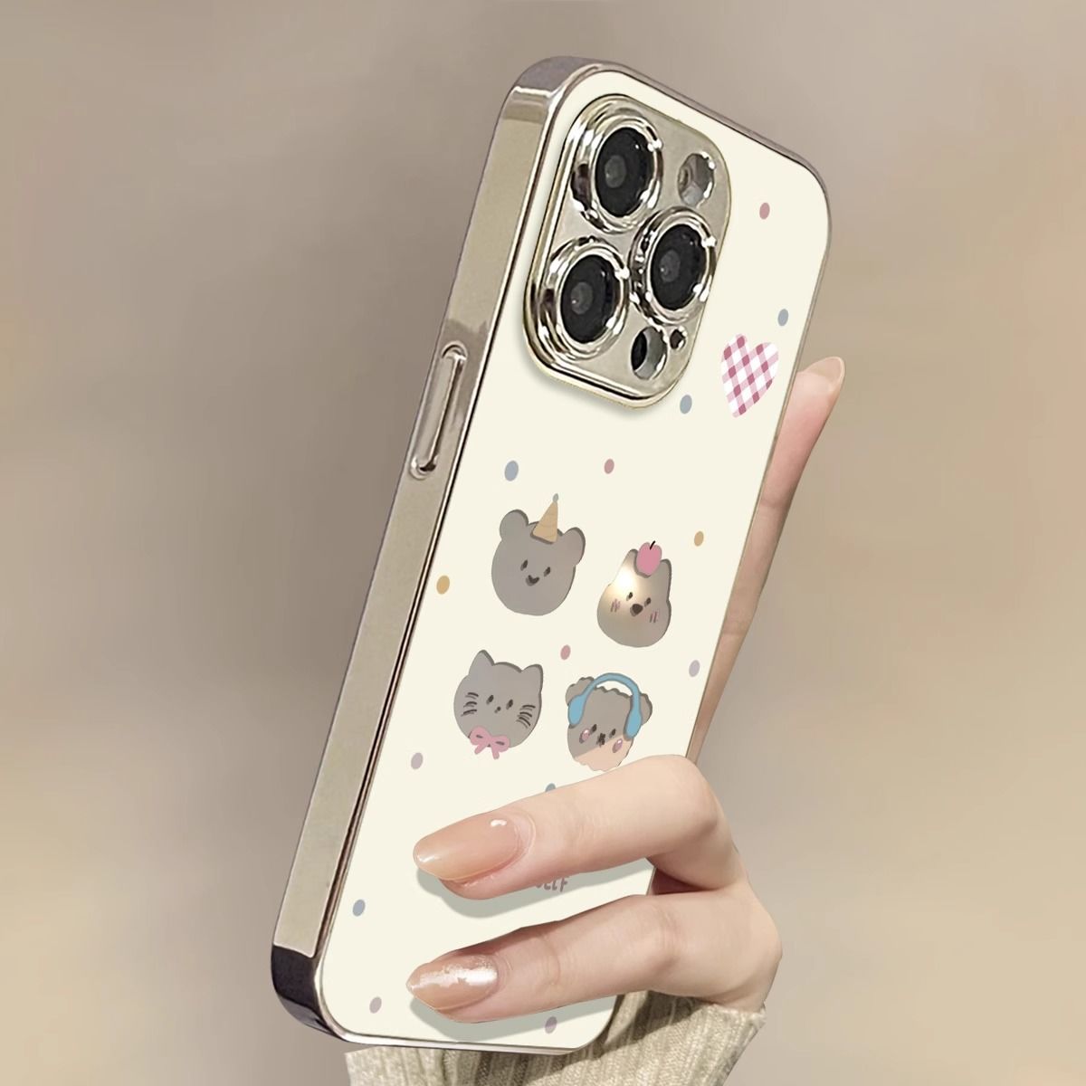 耳机小狗适用苹果15Pro手机壳苹果16promax卡通14镂空镜面13日韩x